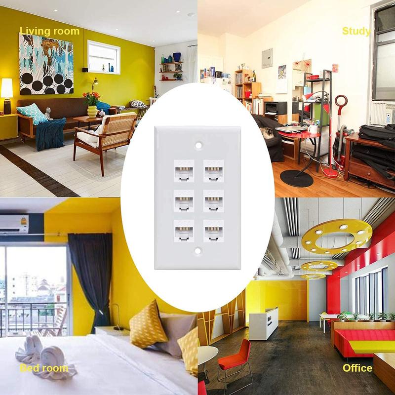 ZOERAX RJ45 Cat6 Ethernet Wall Plate with Female-Female Coupler Removable Compatible with Cat6/5/5e Ethernet Devices
