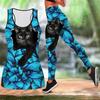 Mysterious Black Cat Print Yoga Outfit for Women Fashion Workout Leggings Fitness Sports Casual Yoga Pants