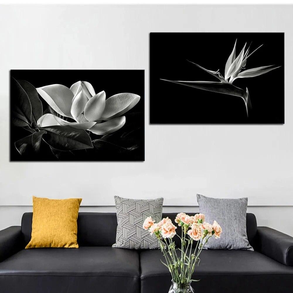 Черно-белые цветы подсолнуха, лилии, принты, постер, холст, живопись, современные настенные художественные картины для гостиной, спальни, домашний декор, без рамки