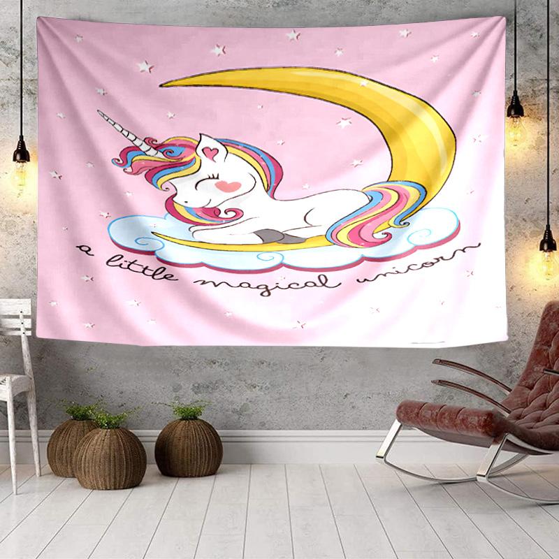 Magical Unicorn Crescent Moon Tapestry Room Decoration Wall Hanging for Living Room Bedroom, dormitory, Birthday and Christmas gifts