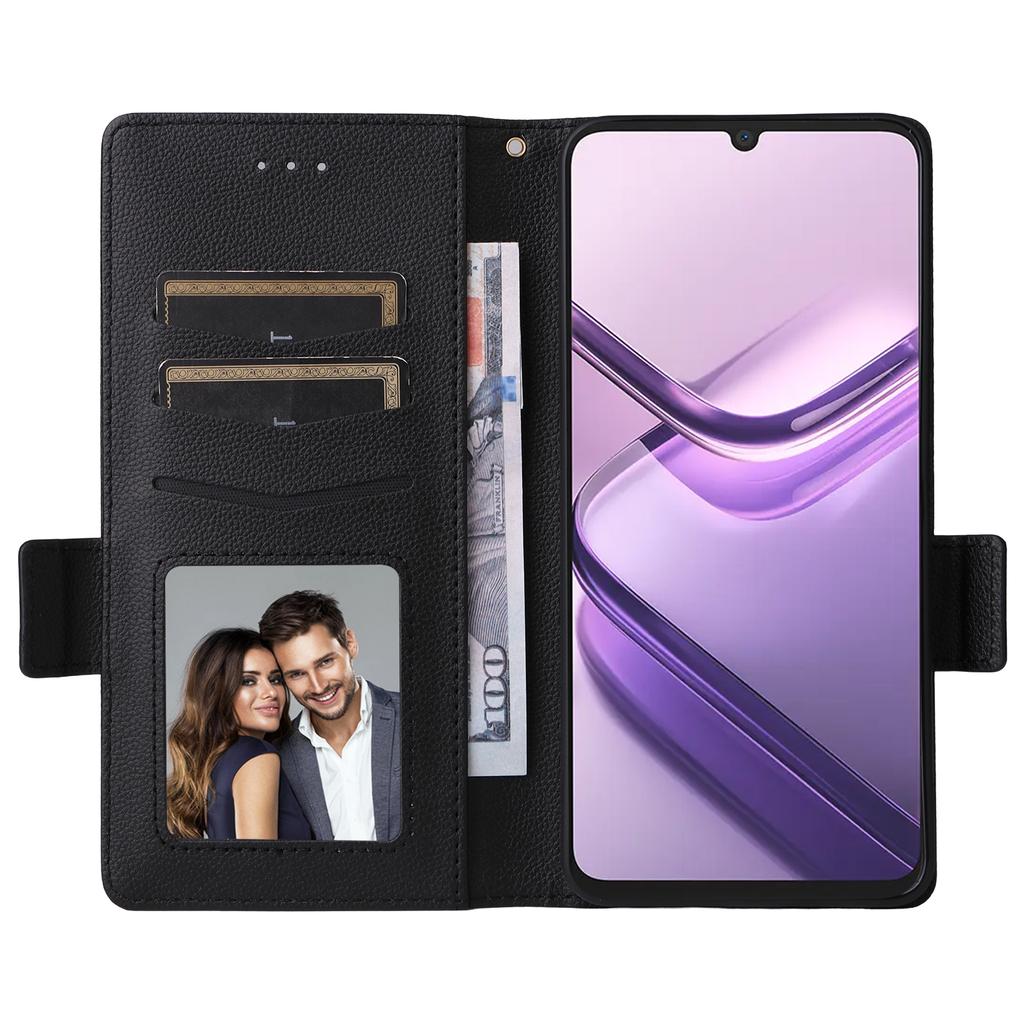 For Doogee Note 58 Pro/Note 58 Case with Wrist Strap Litchi Texture PU Leather Wallet Phone Cover