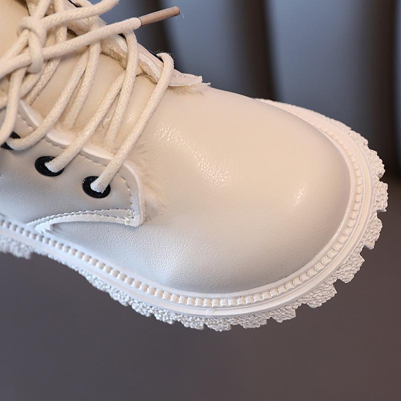 Новые детские туфли из флиса и хлопка, короткие сапоги, зимние сапоги для девочек, детская обувь, кожаные сапоги для мальчиков