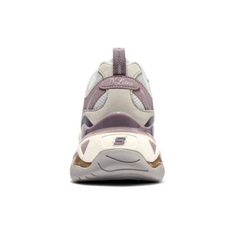 Skechers DLites 3.0 Спортивные кроссовки для образа жизни с сеткой и кожей, низкие, женские, Серый Фиолетовый Бежевый 896150-GYPR