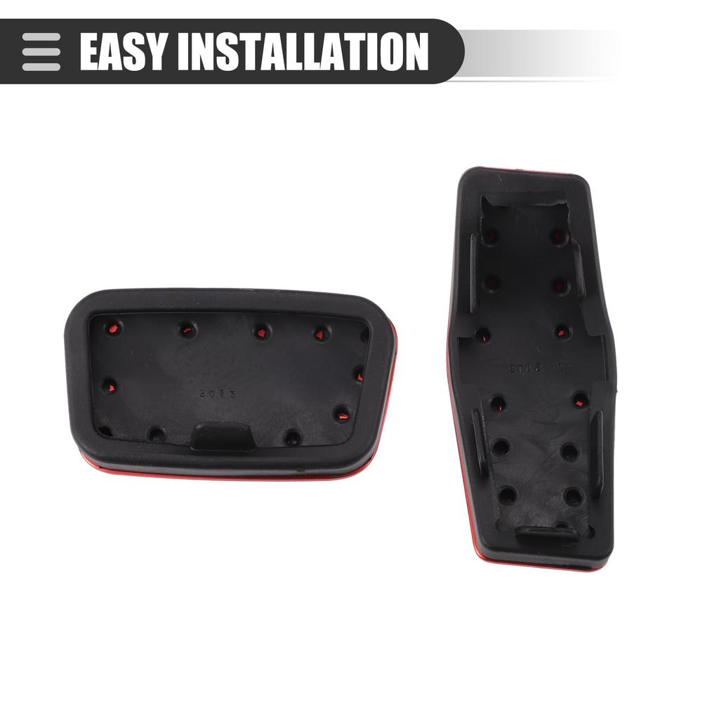 Motoforti Brake and Accelerator Pedal Covers for Chevy Cruze 2009-2020, Metal, Black and Red, 1 Set