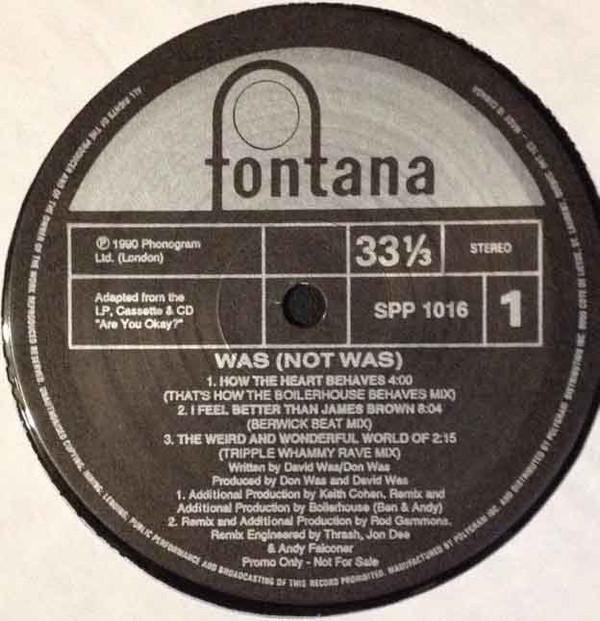 12-дюймовая пластинка WAS NOT WAS How The Heart Behaves SPP1016 FONTANA 1990 Канада Танцевальная Электроника Б/у