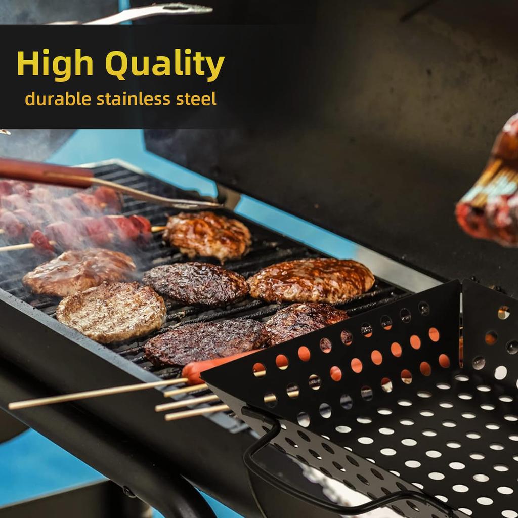 Leeseph Grill Basket, Non-stick Vegetable Grilling Basket Cooking Basket, BBQ Grill Accessories for Cooking Fishes, Kebabs