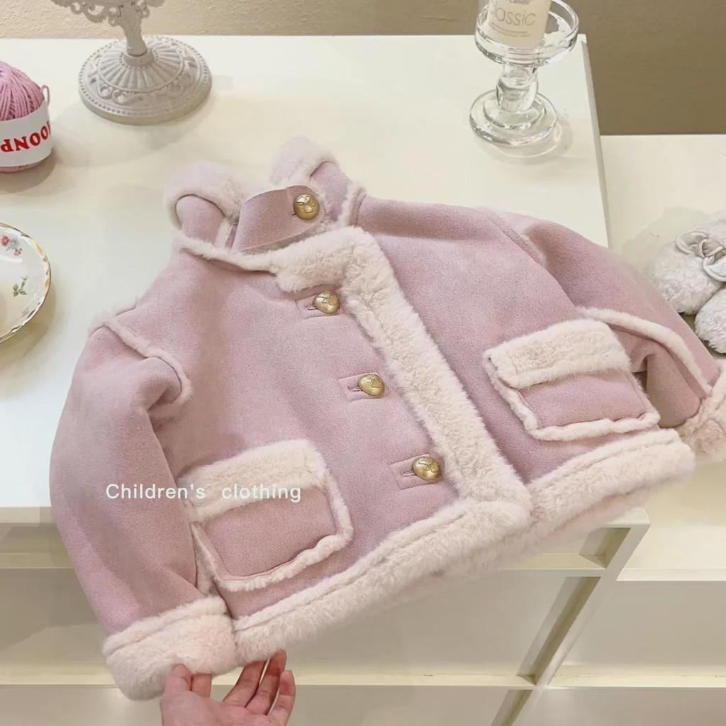 2024 Velvet & Thickened Girls' Princess Coat - Autumn/Winter Stylish Baby Top
