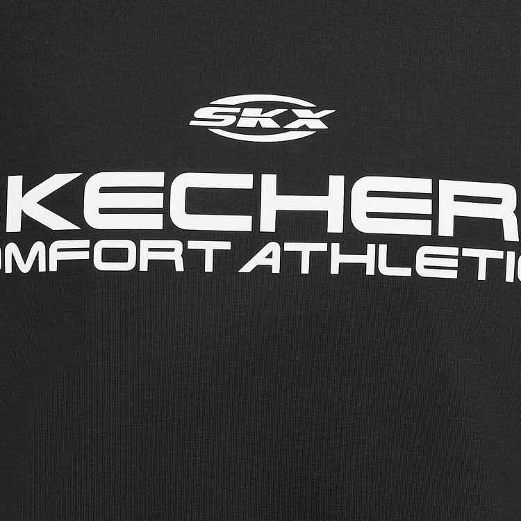 Skechers Удобная Модная Универсальная Мягкая Футболка с Коротким Рукавом Унисекс Топы Угольно-Черный P225U115-0018