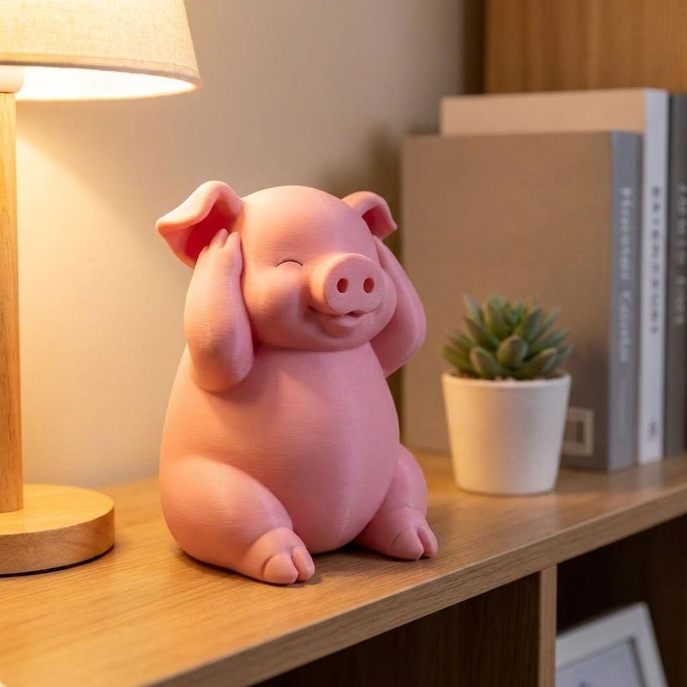 3PCS Miniature Pink Pig Figurine Cartoon Pig Ornament Piggy Statue Micro Landscape