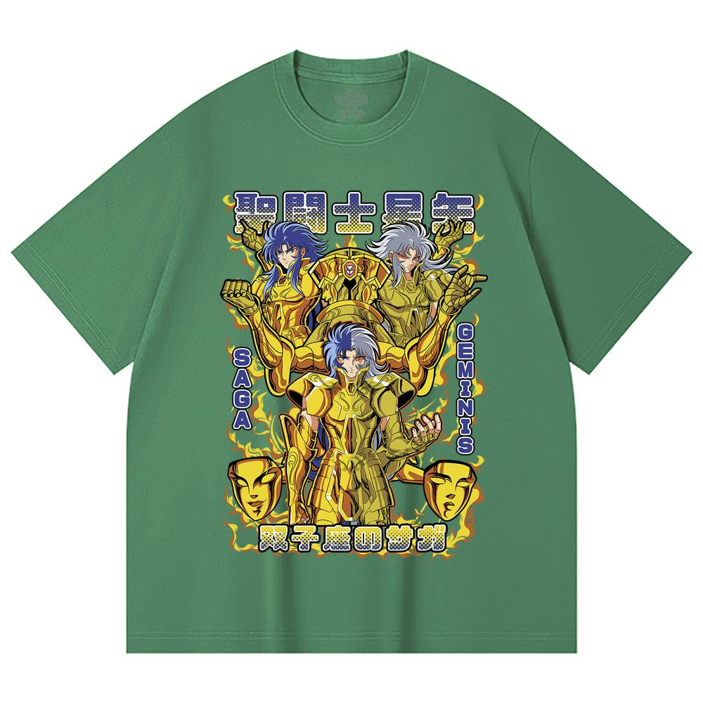 230 Gsm 100% Cotton Saint Seiya V21 Gemini Print Unisex Heavy Cotton T Shirt