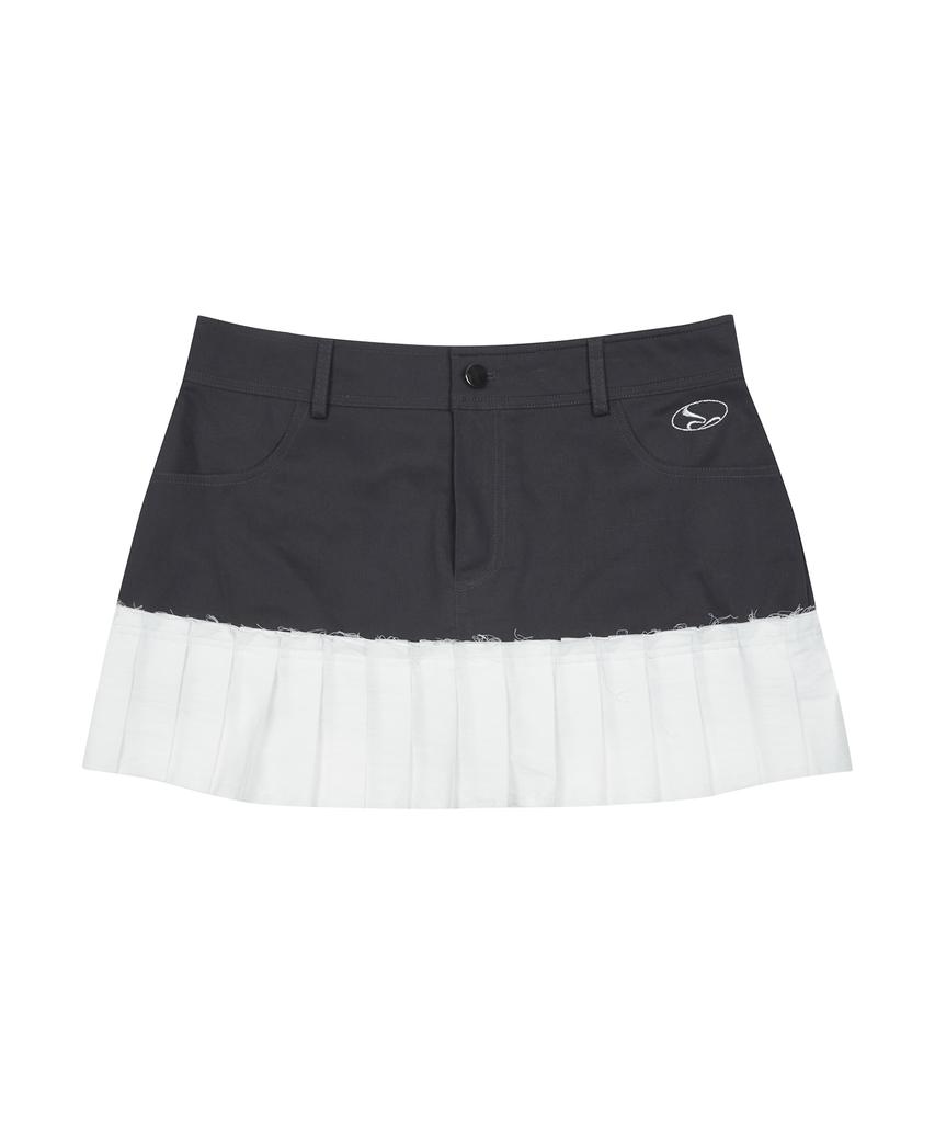 Love Is True Curved L Pleats Skirt(Charcoal)