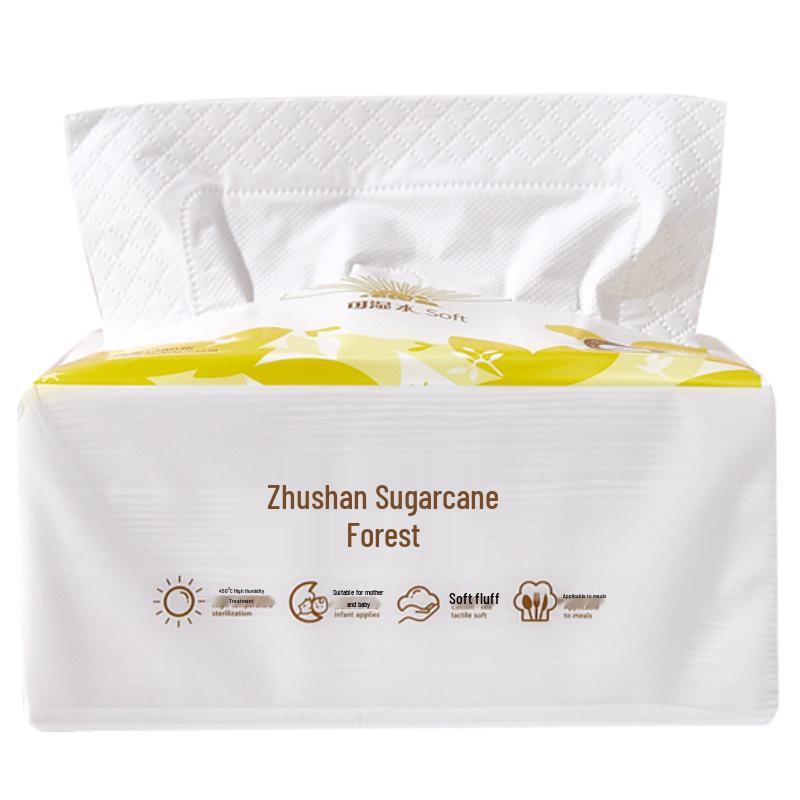 Бумажные салфетки для лица Zhushan Sugarcane Forest, 5-слойные, влаговпитывающие, 480 шт. - Плотные, вытягивающиеся, для дома и детей