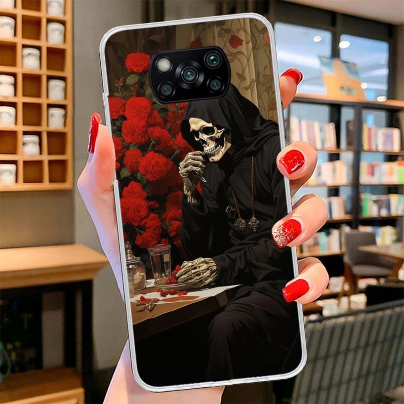 Reaper Skull Skeleton Gun Cover Phone Case For Xiaomi Poco F7 Ultra X7 X6 X5 Pro M7 Redmi 15C 15 13C 13 12C 12 10C 10 9A 9C 9T 9