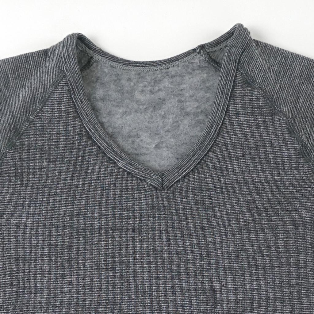 Mochihada Mochijoy long sleeve shirt for size L to mesh motorcycle cold protection V-neck men, LL, grey, brushed, warm, neat, innerwear,