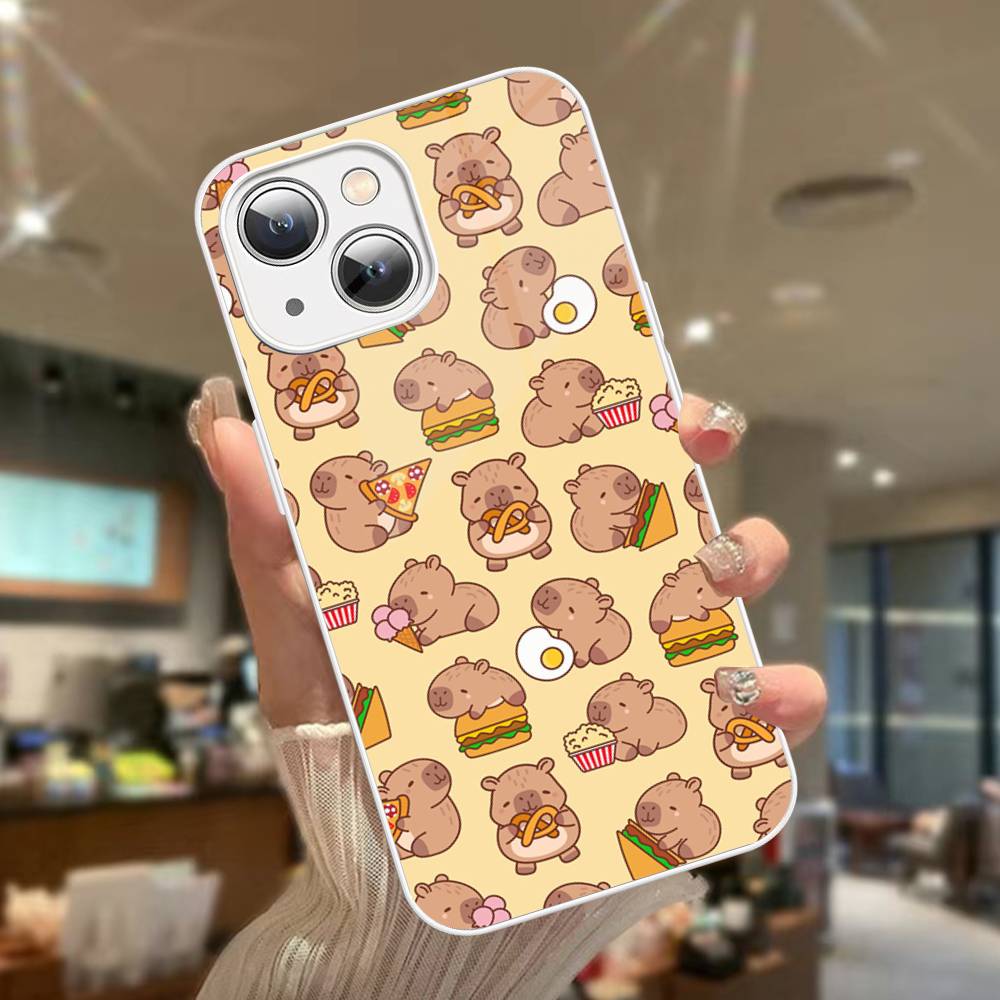 Милая Капибара Для IPhone 14 13 12 Mini 11 Pro XS Max X XR 14 Plus Закаленное Стекло Чехол