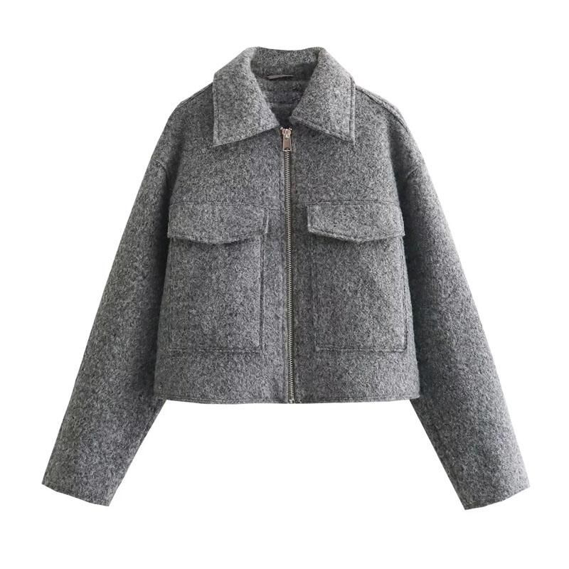Autumn Winter Cropped Jacket for Women Short Coat Tweed Jacket Zip Crop Demi-season Jacket Woman New In Outerwears