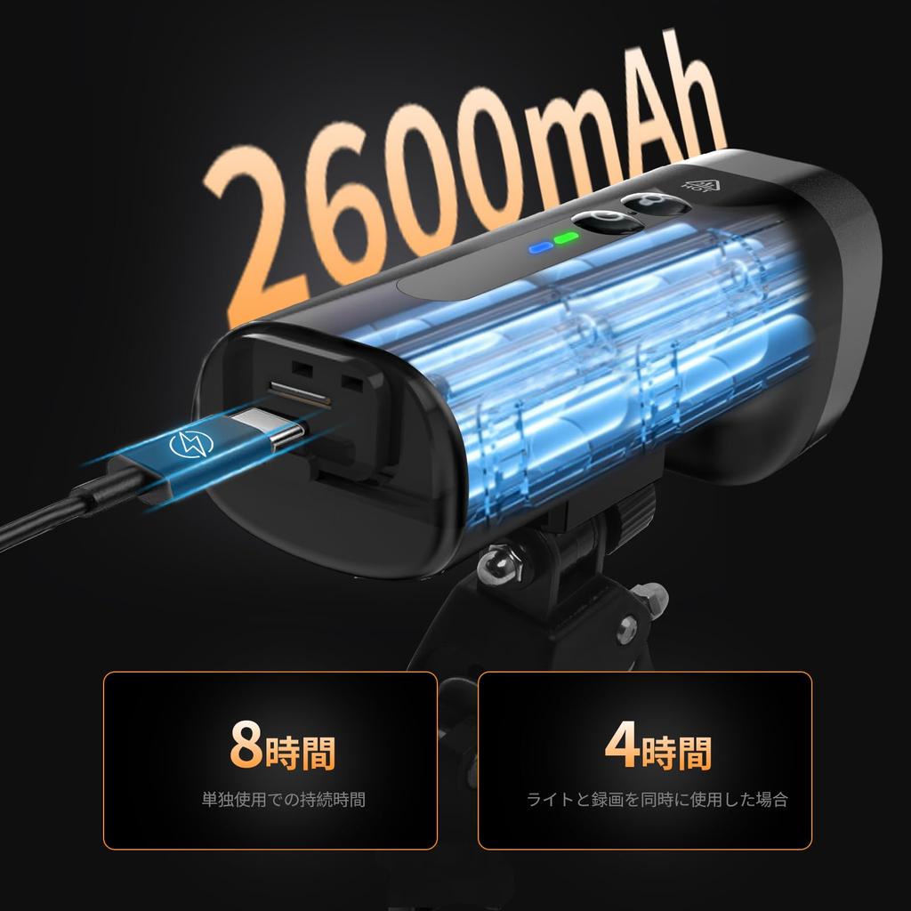 Велосипедный видеорегистратор Dash 1080P Full Night 2600 мАч 64 ГБ MicroSD карта Циклическая запись Мгновенная загрузка видео через WiFi Камера безопасности для и других транспортных средств Видеорегистратор, HD,