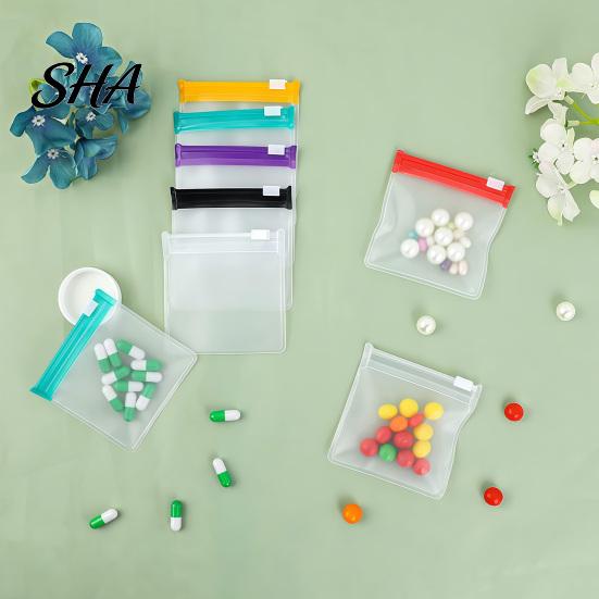 Clear Small Plastic Bags Slide Lock Bags, Thick EVA Reusable Storage with Colored Slider, Pill Pouches, for Coin Jewelry Paper Clips Candy Travel