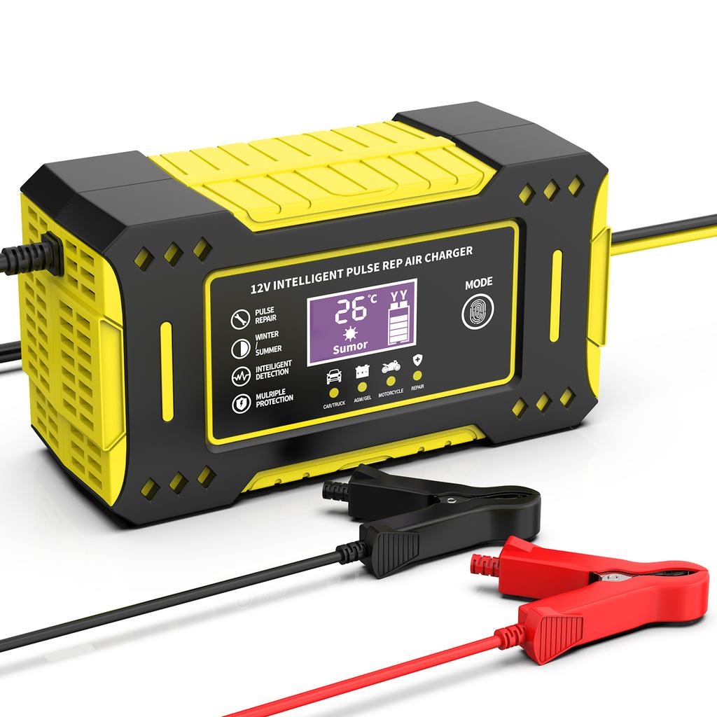 6A 12V Ремонтный ЖК-дисплей Интеллектуальное зарядное устройство для автомобильного аккумулятора Блок зарядки аккумуляторов автомобиля и мотоцикла Свинцово-кислотный аккумулятор