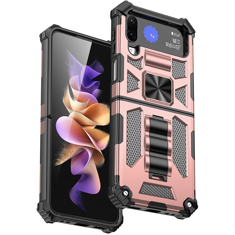 Европейская и американская мода новые модели подходят для Samsung zflip4 чехол-держатель для мобильного телефона Bayi броня противоударный автомобильный магнитный чехол