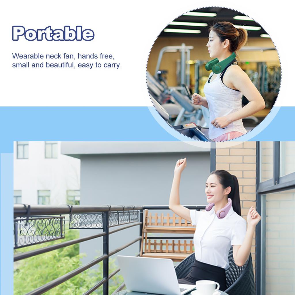 3 шестерни подвесной двойной охлаждающий вентилятор для шеи Mini USB портативный перезаряжаемый тихий вентилятор для путешествий на открытом воздухе в помещении вентилятор для шеи