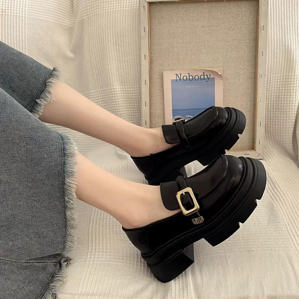 Модные женские туфли-лодочки черные на среднем каблуке с круглым носком лоферы обувь для женщин на платформе новейшая быстрая доставка обувь по акции обувь Y2k