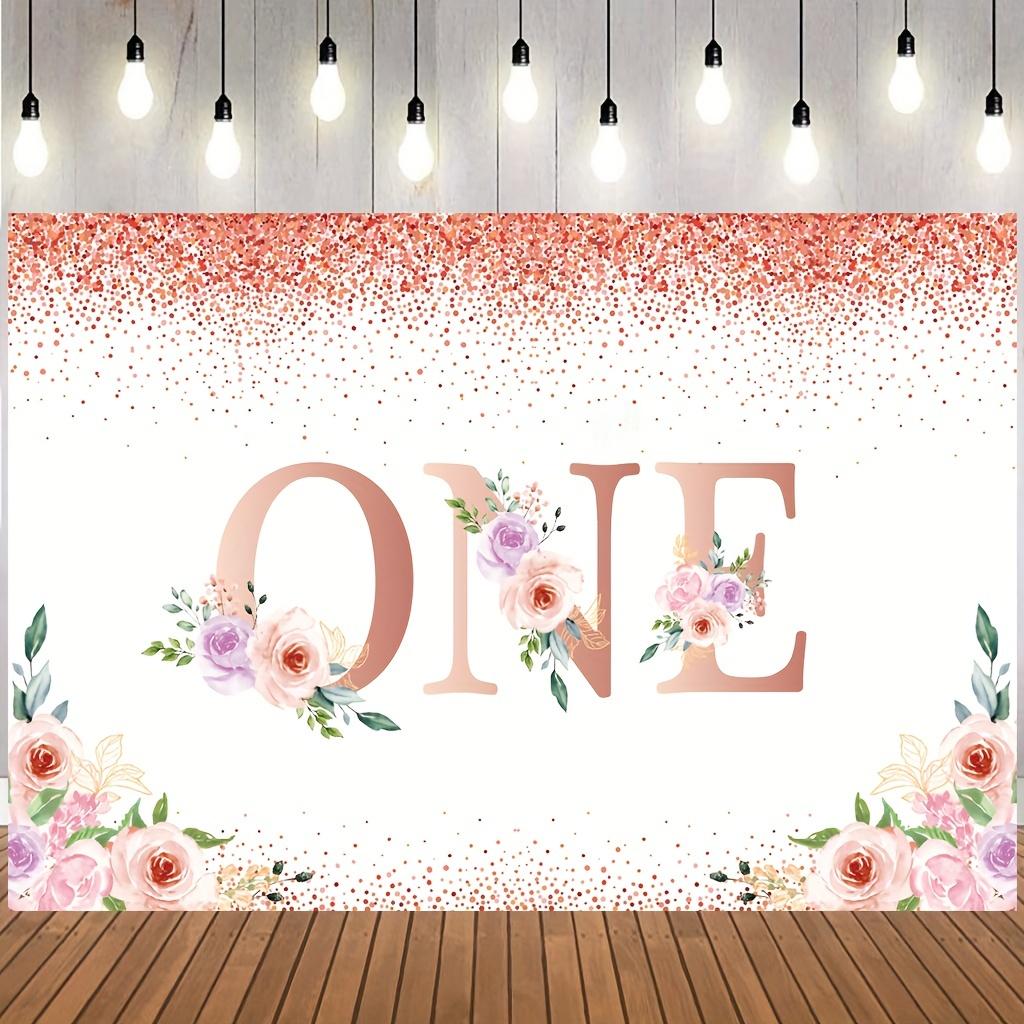 DIENALLS 1 piece 5x3ft Pink Rosy Flower First Birthday Background Wall, YZB