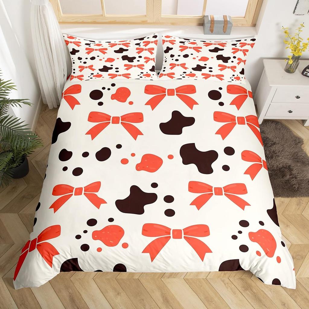 Простой пододеяльник с бантом, размер твин, мультяшный кавайный постельный комплект, милые банты, принт ленты, чехол для одеяла для спальни девочки, женщины