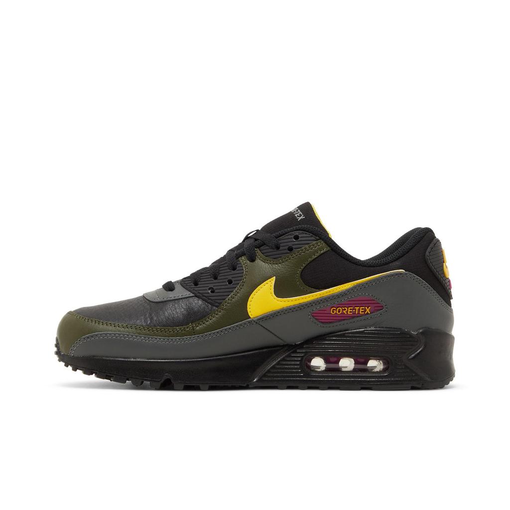 Nike Air Max 90 GORE-TEX 'Tour Yellow Cargo Khaki' (унисекс) Черный / Хаки Карго / Железно-серый / Тур Желтый Беговые кроссовки DJ9779 001
