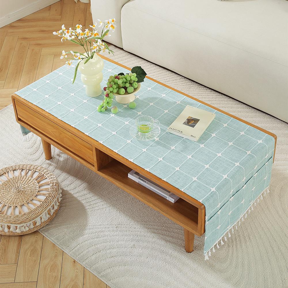 Rectangle Tablecloth Coffee Table Mat Table Mat Fabric Embroidery Jacquard Tassel Household Dust Cover