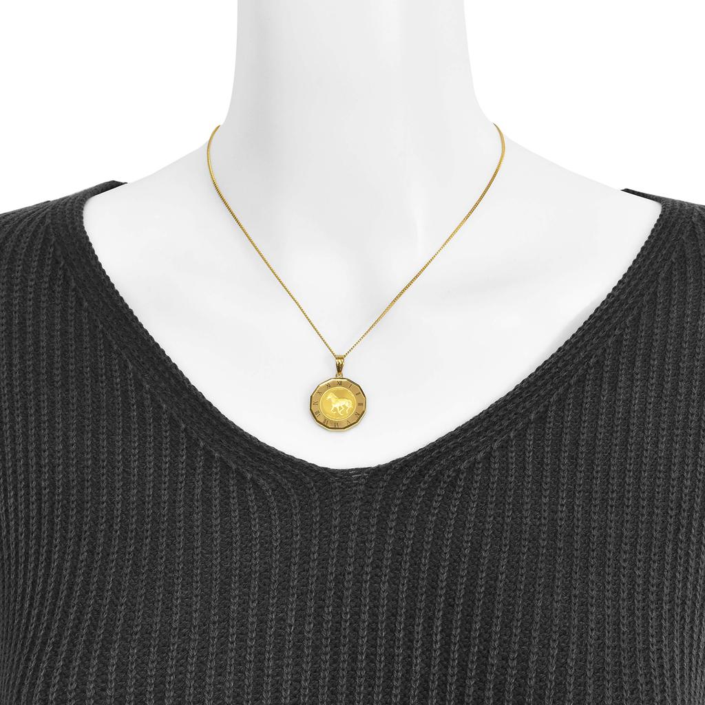 Часы-подвеска из чистого золота K24 с подвеской в виде подковы, стеклянные, с гравировкой позолоченные K18 [SPERANZA] 1/25 унции