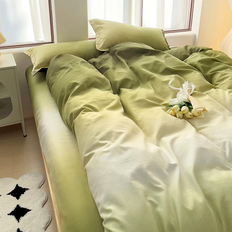 Утолщенный потертый комплект из четырех предметов, осенне-зимний комплект из хлопка из 4 предметов, простыня, пододеяльник, комплект наволочек, постельное белье.