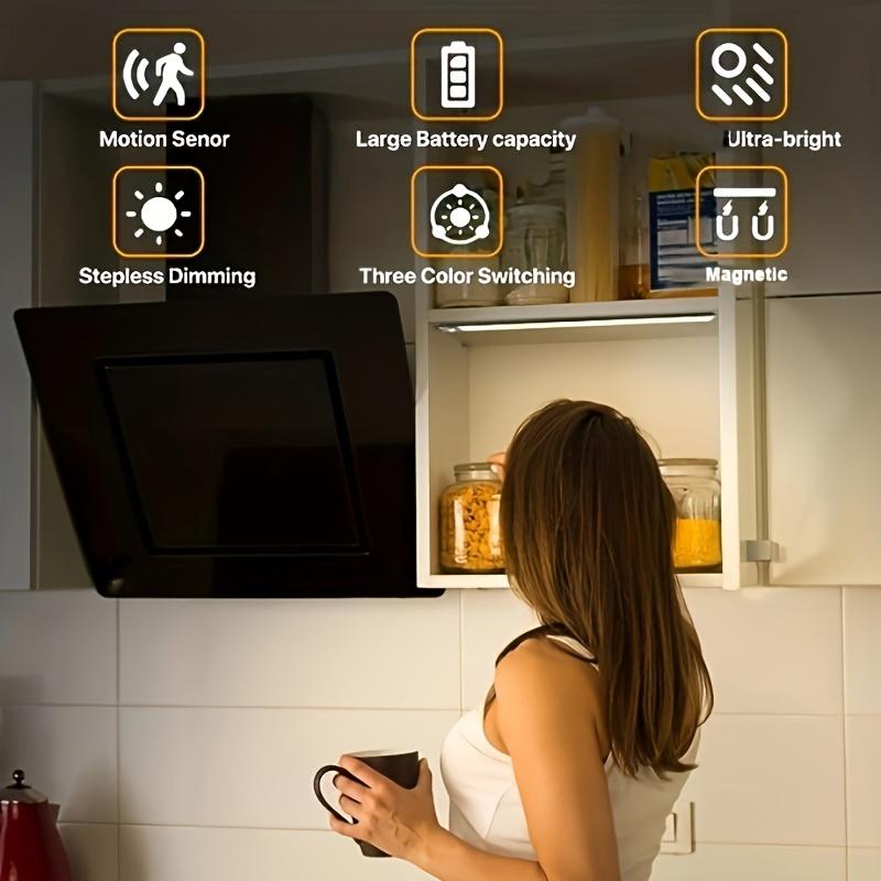 Беспроводной светодиодный ночник с датчиком движения/инфракрасным датчиком, перезаряжаемый через USB, ультратонкий светильник для шкафа, умное диммируемое освещение для кухни, гардероба, спальни, кладовки