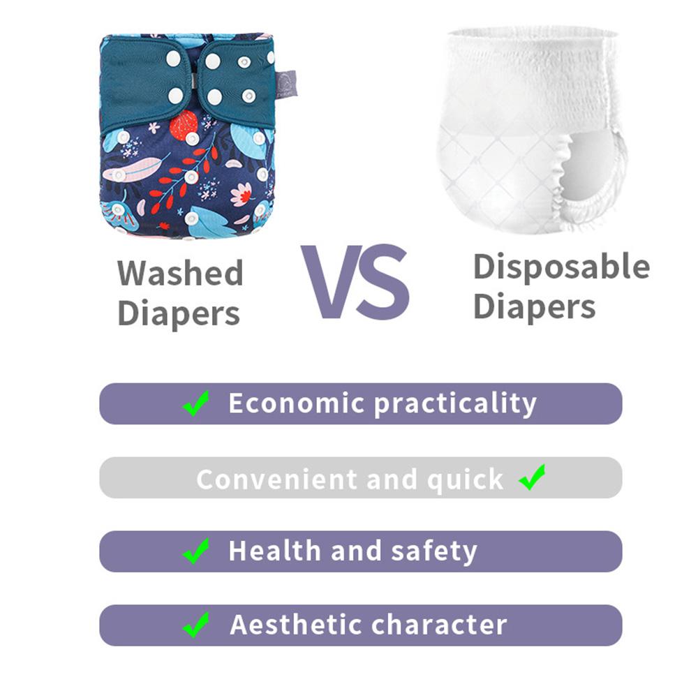 4pcs/pack Baby Cloth Diapers Washable Reusable Pocket Cloth Diaper Quick Dry Breathable Waterproof One Size Adjustable for Baby Girls Boys Infants
