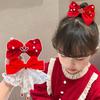 Crown Velvet Red Bow Hairpin Cloth Hanfu Hair Sticks All-match Ancient Style Hairpin  Children