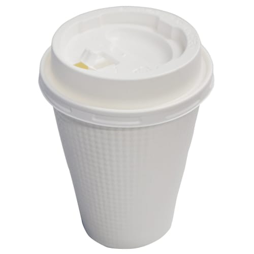 Insulated Embossed Paper Cups, White Stripe, 340ml, Pack of 50, SMP-340E-2, AMZ340EMJ