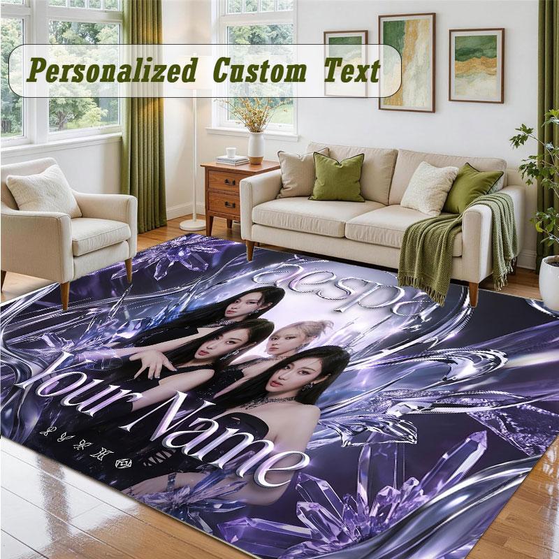 Crystal Velvet Square Rug Custom Nameaespa Pattern Non Slip Home Floor Decor Rug