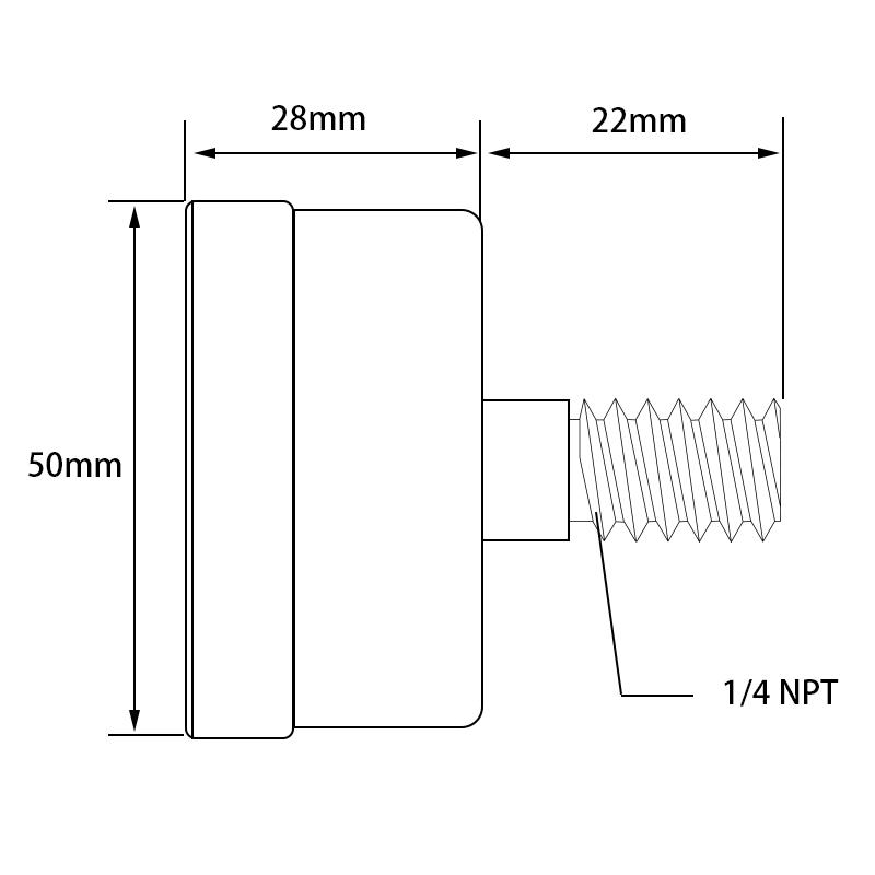 TS-50-14bar 0-200 PSI Test Range Oil Pressure Gauge 1/4'' NPT Bottom Mount Pressure Gauge Dual Scale Water Pressure Gauge
