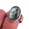 Natural Seraphinite Gemstone Two Tone 925 Sterling Silver Gift Ring S.7.5 P3n27