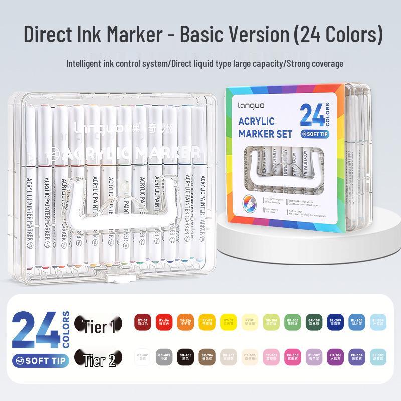 Lan Guo 288-Color Soft Tip Liquid Acrylic Markers Gift Box for Students & Children - Stackable Watercolor Pens