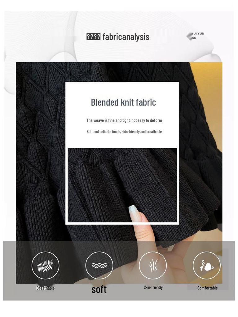 High-End V-Neck French Knitted Midi Fishtail Dress for Autumn/Winter