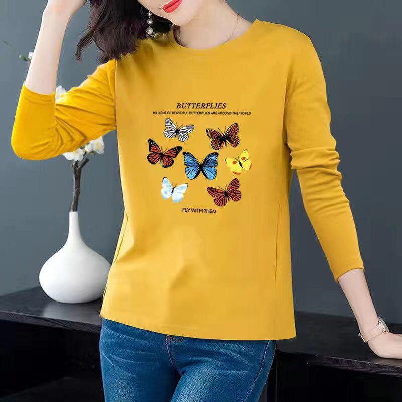 Long Sleeved T-shirt Autumn Korean Version Loose Oversized Middle-aged Mother Printed Long Sleeved Top