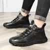 FashionWinter Первый слой из чистой шерсти коровьей кожи мужские хлопковые туфли для улицы с высоким верхом, утолщенные флисом мягкие теплые повседневные кожаные туфли