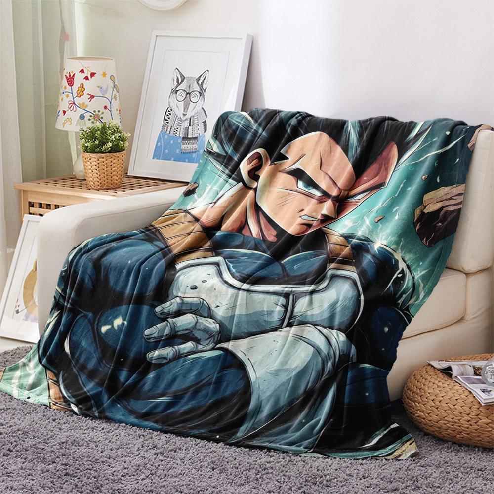 1PC Vegeta Print FlAannel Blanket, High quality Comfortable for All Seasons, Home Decor, Warmth and Comfort