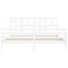 Solid Wood Bed with Headboard White 200x200 cm