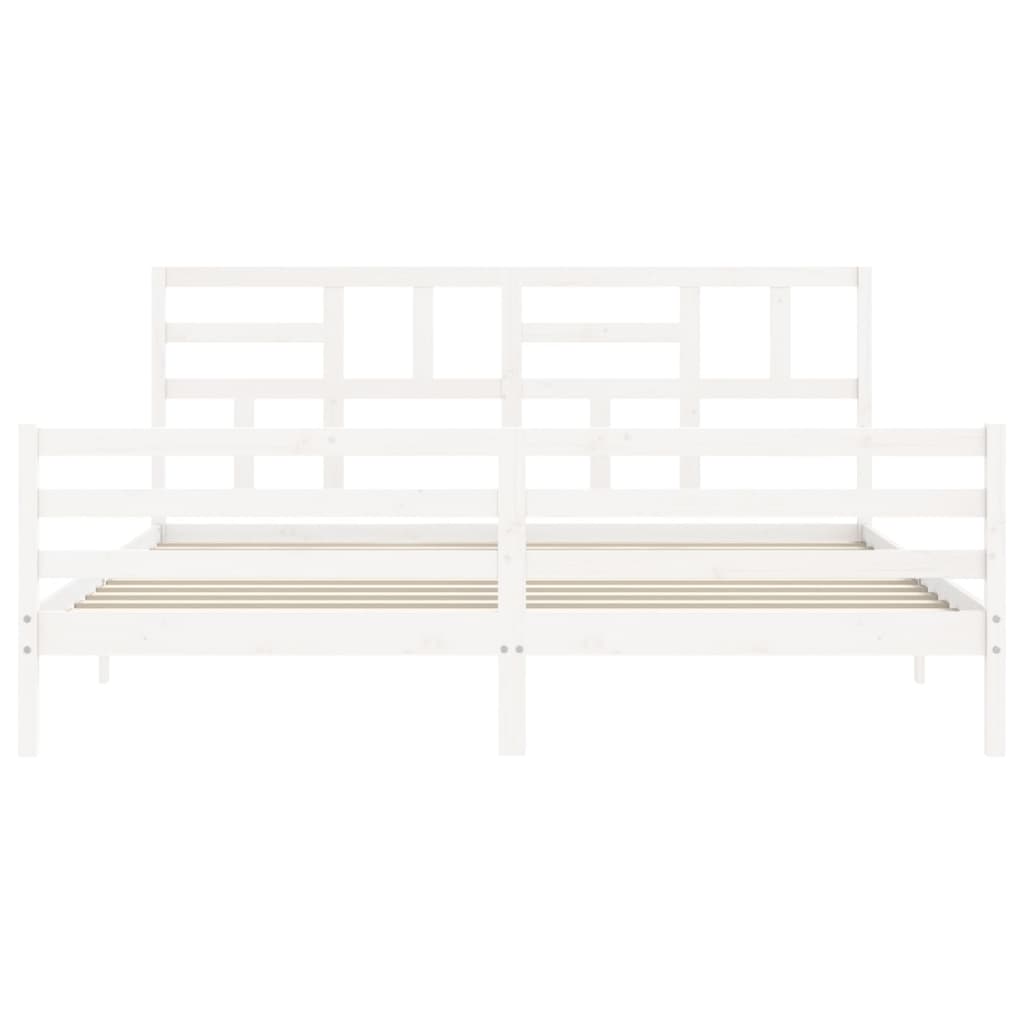 Solid Wood Bed with Headboard White 200x200 cm