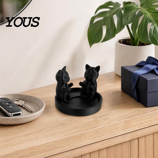 Прочная фигурка кошки Подарок 3D-печатный подсвечник, Эстетичный настольный декор с матовой шлифовкой, Интегрированная устойчивая гладкая изогнутая скульптура, Декор для дома