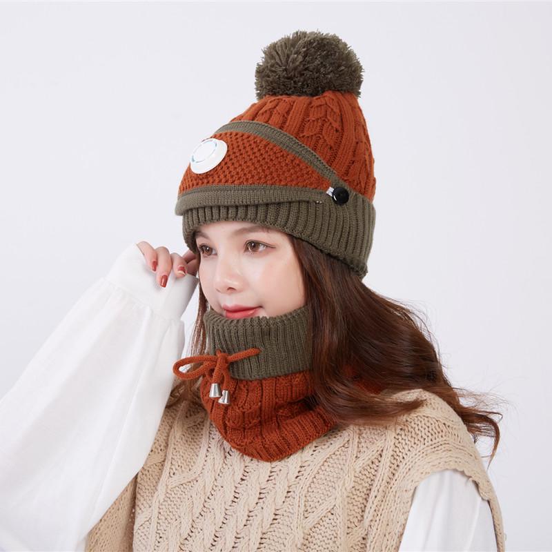 3 Pieces Women's Knitted Hat Scarf Caps Neck Warmer Winter Hat Ladies Girls Skullies Beanies Capst