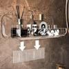 Acrylic Transparent Storage Rack Bathroom Wall Mounted Punch Free Cosmetic Storage Tray Makeup Organizer Bathroom Kitchen Shelf
