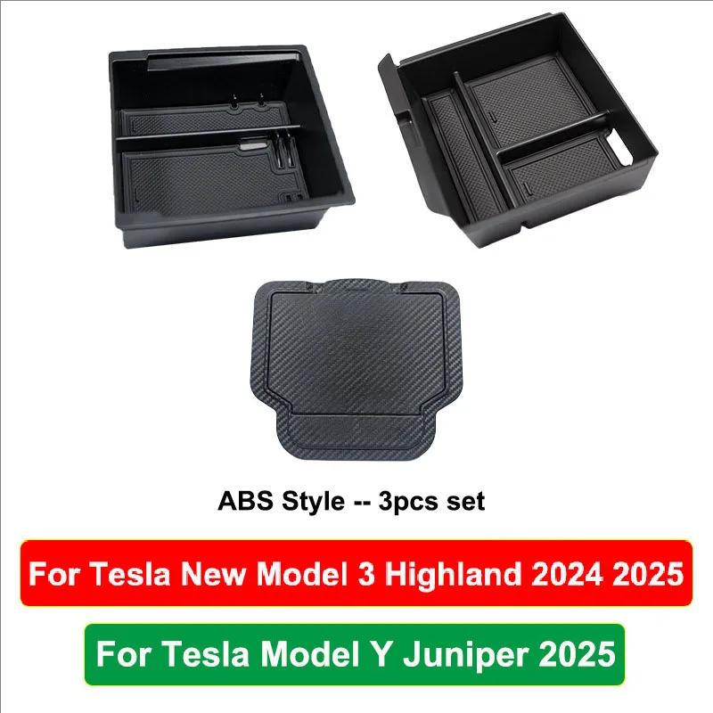 DQMN8 For Tesla Model Y Juniper 2025 Model 3 Highland Center Console Armrest Hidden Storage Box Cup Holder Car Organizer Accessories